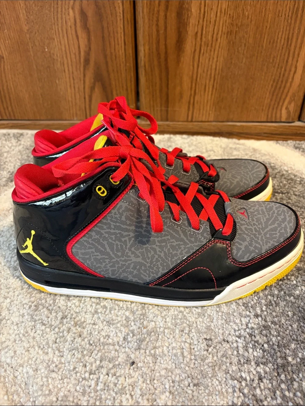 Jordan’s black, red, and yellow